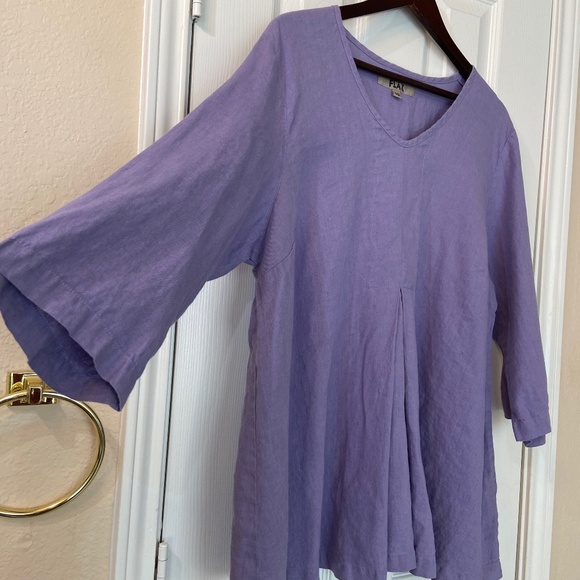 FLAX Size 1G Lavender Tunic Long Sleeves 100% Linen - Picture 1 of 15